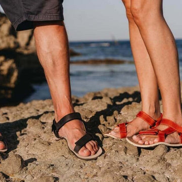 Man and Woman wearing Zeazoo sandals.