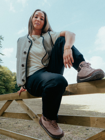 Woman outdoors in Xero Ridgeway barefoot hiking boots
