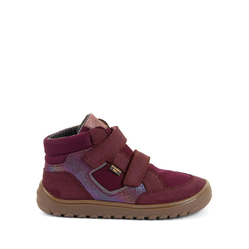 Froddo Kids Barefoot Waterproof Up Hill Boot - Bordeaux, outer side view.