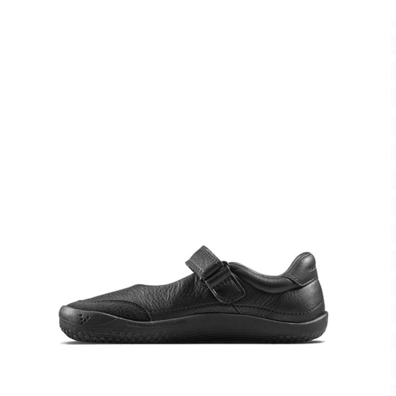 Vivobarefoot Kids Gobi Bar School Shoe - Obsidian, inner side view.