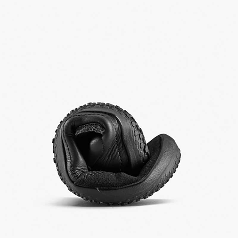 Vivobarefoot Kids Gobi Bar School Shoe - Obsidian, curled up.