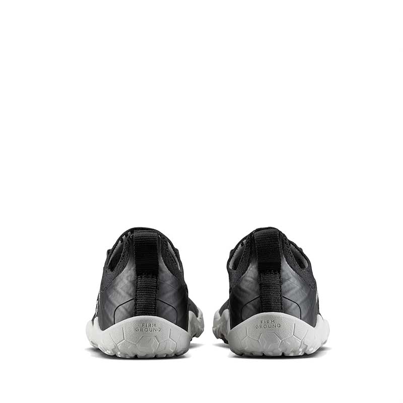 Pair of Vivobarefoot Kids Trainers Primus Trail Knit - Eclipse, rear view.