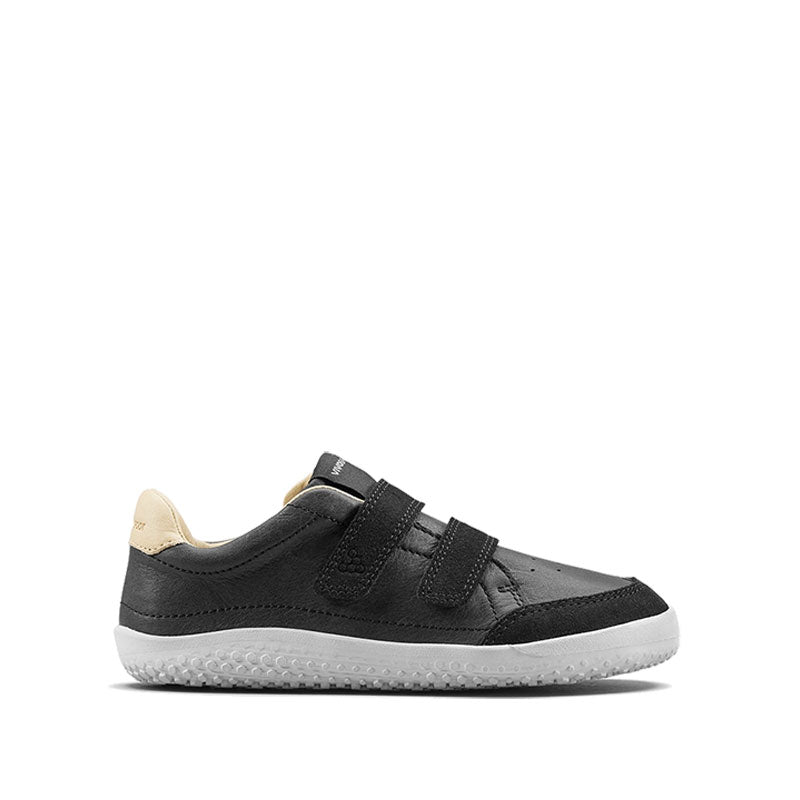 Vivobarefoot Kids Trainer Gobi - Obsidian, outer side view.