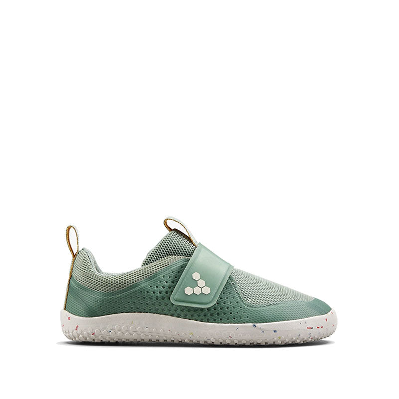 Vivobarefoot Kids Trainer Primus III - Glacial Green, outer side view.