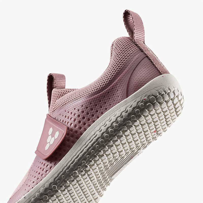 Vivobarefoot Kids Trainer Primus III - Twilight Mauve, angled view showing the sole.