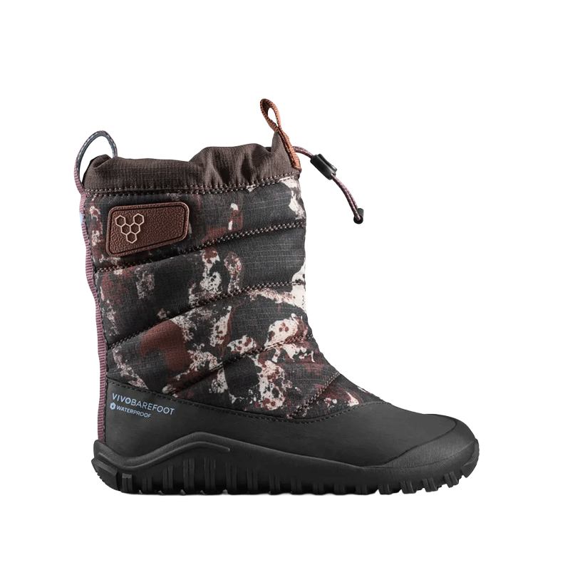 Vivobarefoot Kids Boot Tracker AT - Mole Print, outer side view.