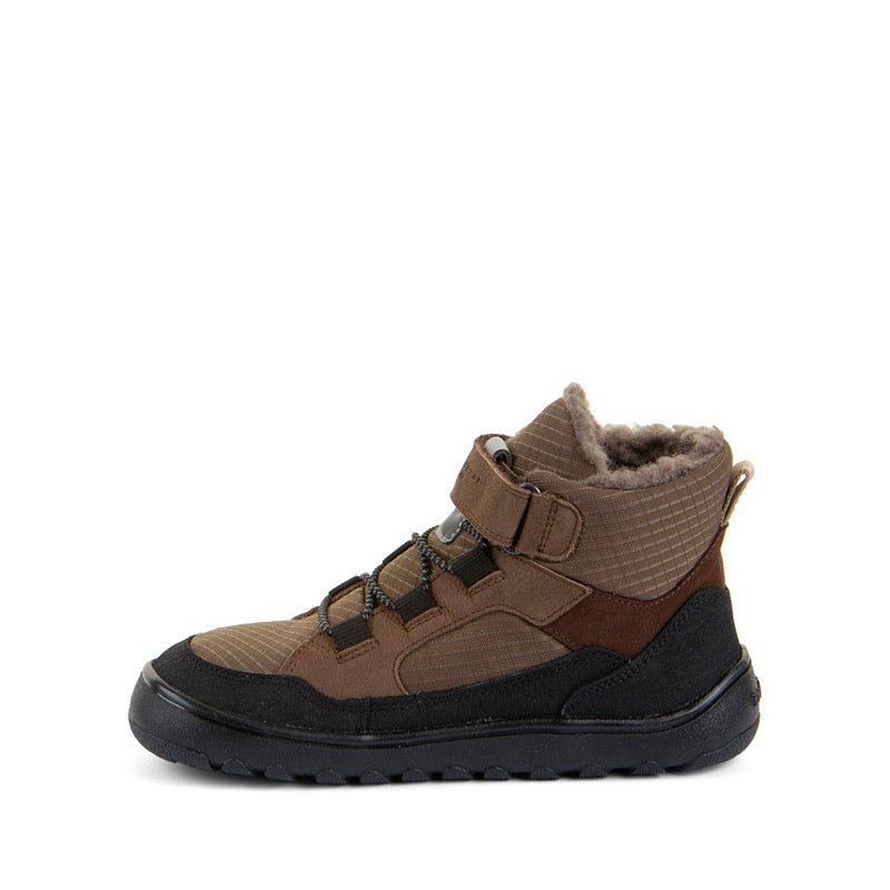 Froddo Kids Barefoot Waterproof Up Path Boot - Brown, inner side view.