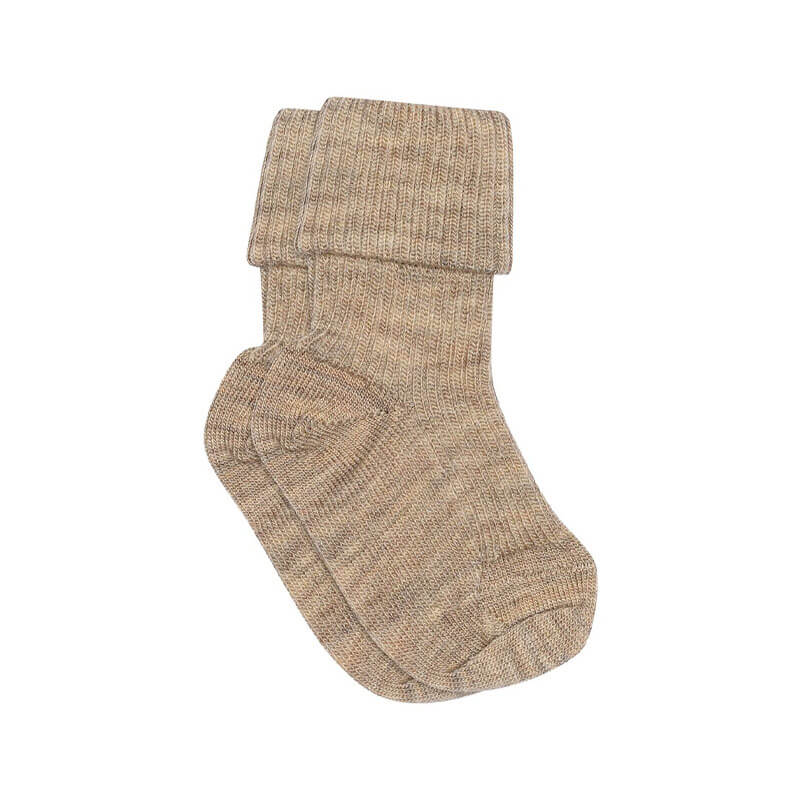 MP Denmark Wool Rib Socks - Light Brown Melange