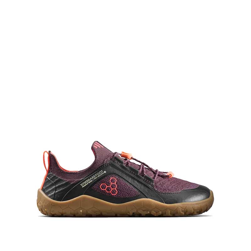 Vivobarefoot Kids Trainer Primus Trail Knit - Huckleberry, outer side view.