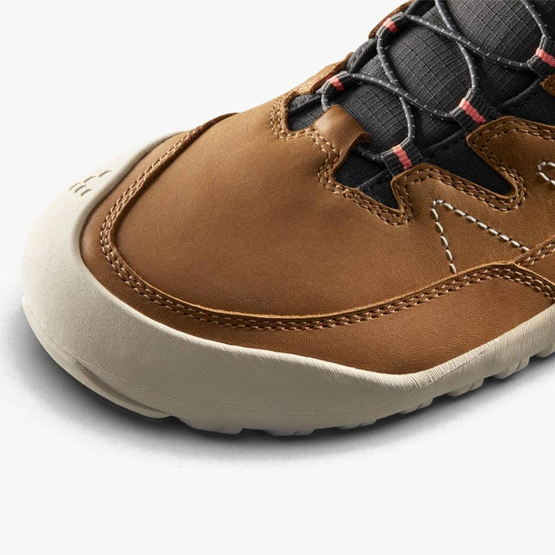 Vivobarefoot Junior Walking Boot Tracker AT - Acorn, close up of toe box.