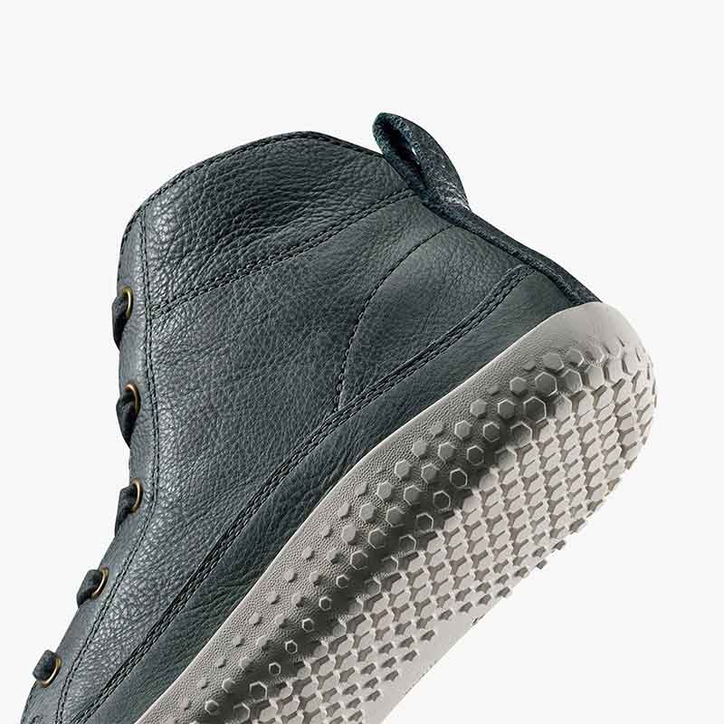 Vivobarefoot Junior Boot Gobi - Dark Shadow, angled view showing sole and side.