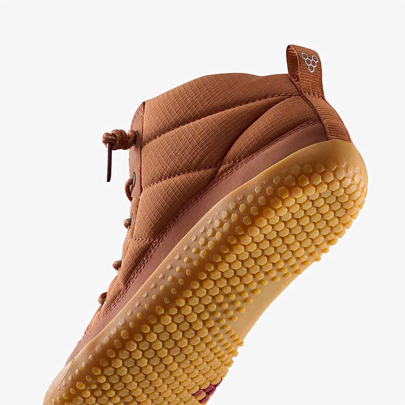 Vivobarefoot Junior Boot Gobi Hiber - Umber, angled view showing sole.