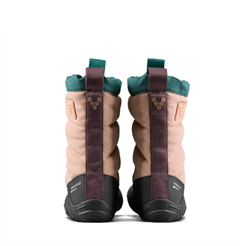 Pair of Vivobarefoot Kids Boots Tracker AT - Clay, rear view.