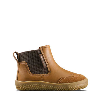 Vivobarefoot Toddler Chelsea Boot Gobi - Acorn, outer side view.