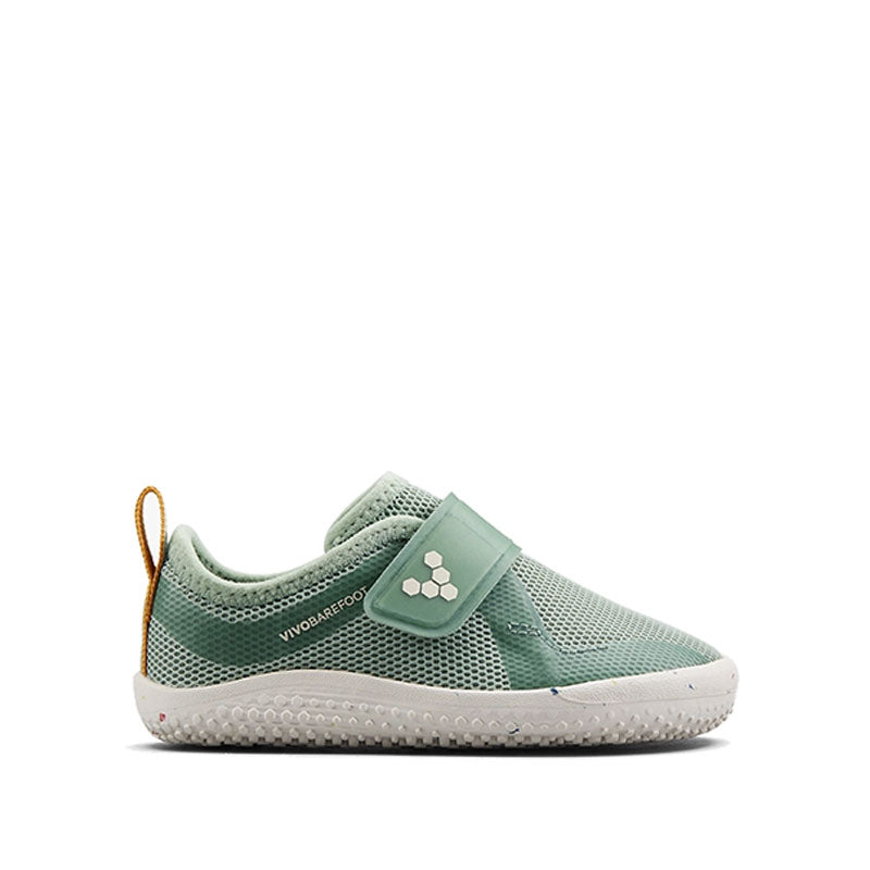 Vivobarefoot Toddler Trainer Primus IV - Glacial Green, outer side view.