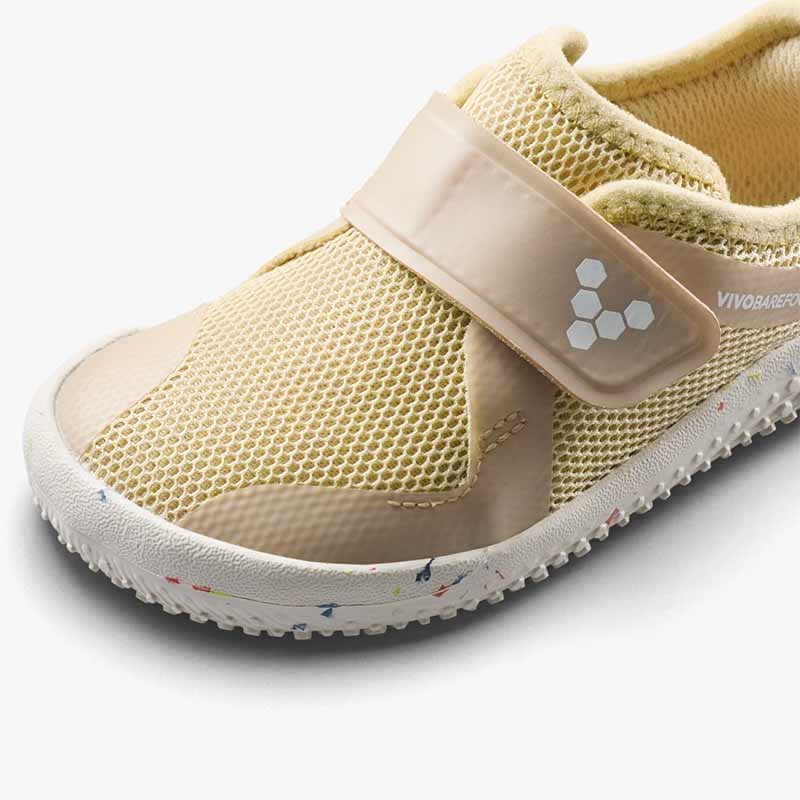 Vivobarefoot Toddler Trainer Primus IV - Stone, close up of toe box.