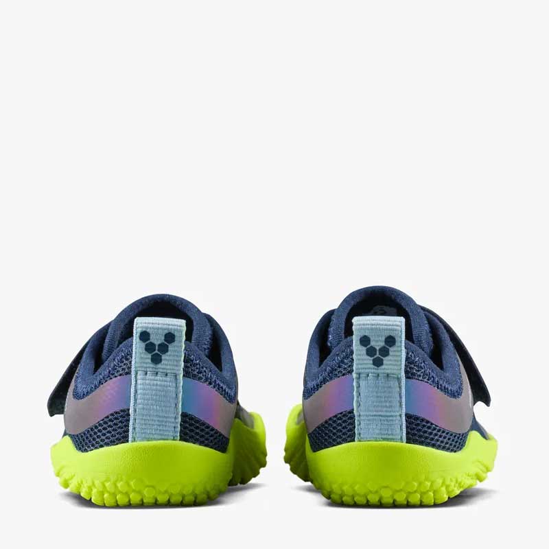 Pair of Vivobarefoot Toddler Trainers Primus IV - Night Sky, rear view.