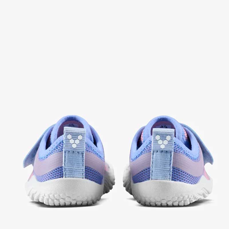 Pair of Vivobarefoot Toddler Trainers Primus IV - Unicorn, rear view.