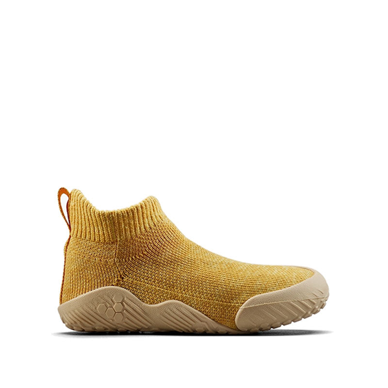 Vivobarefoot Kids Shoe Pluma Knit - Honey Gold, outer side view.