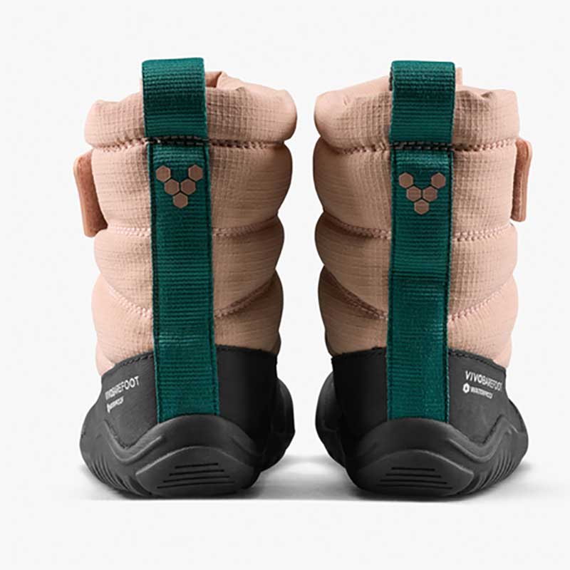 Pair of Vivobarefoot Toddler Boots Tracker AT - Clay, rear view.