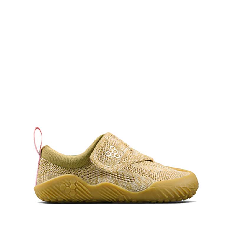Vivobarefoot Toddler Shoe Motus Knit - Wood, outer side view.