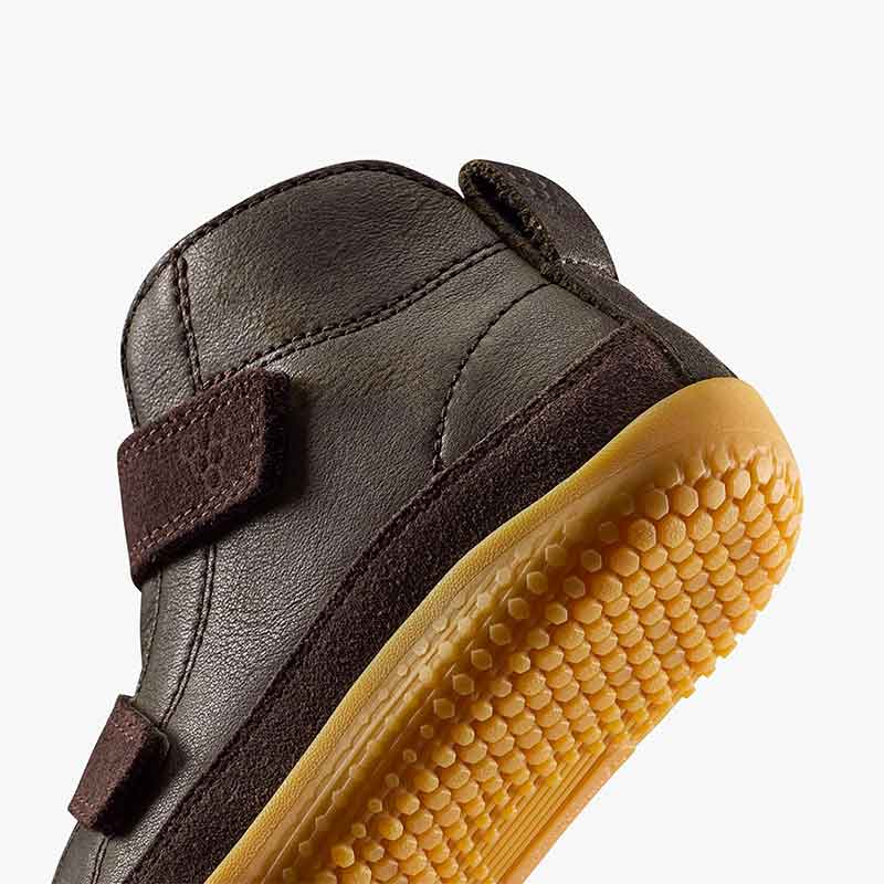 Vivobarefoot Pre-School Boot Gobi - Bracken, angled view showing the sole.
