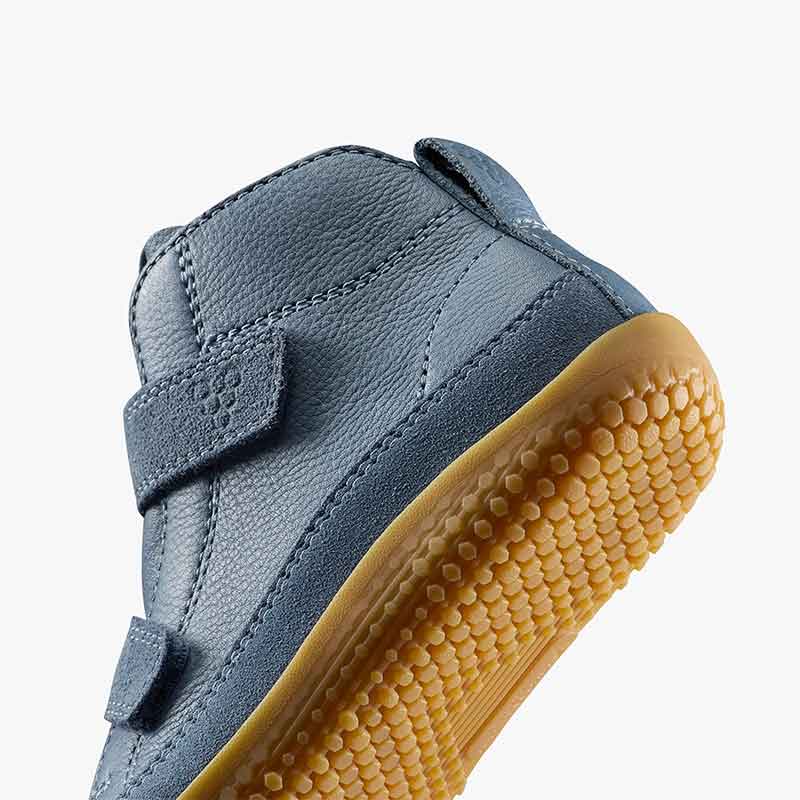 Vivobarefoot Pre-School Boot Gobi - Indigo, angled view showing the sole.