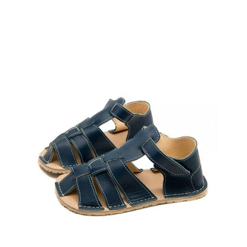 Pair of Zeazoo Kids Sandals Marlin - Blue, angled view showing the outer side and front.