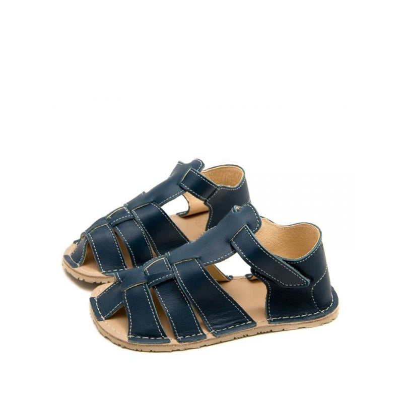 Pair of Zeazoo Kids Sandals Marlin - Blue, angled view showing the outer side and front.