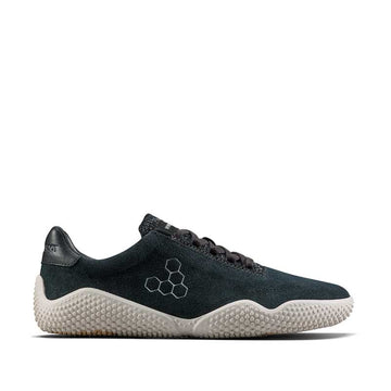 Vivobarefoot Women's Motus Studio Trainer - Obsidian and White, outer side view.