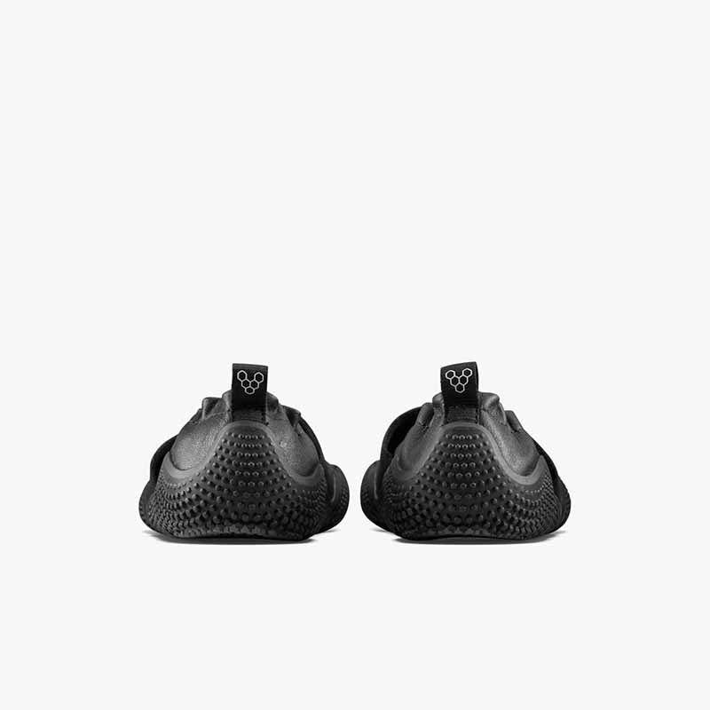 Pair of Vivobarefoot Women's Motus Studio Ballet Shoes - Eclipse, rear view.