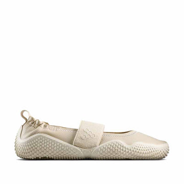 Vivobarefoot Women's Motus Studio Ballet Shoe - Sand, outer side view.