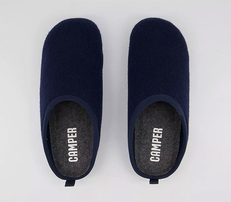 Pair of Camper Women's Wabi Slippers - Blue, top view.