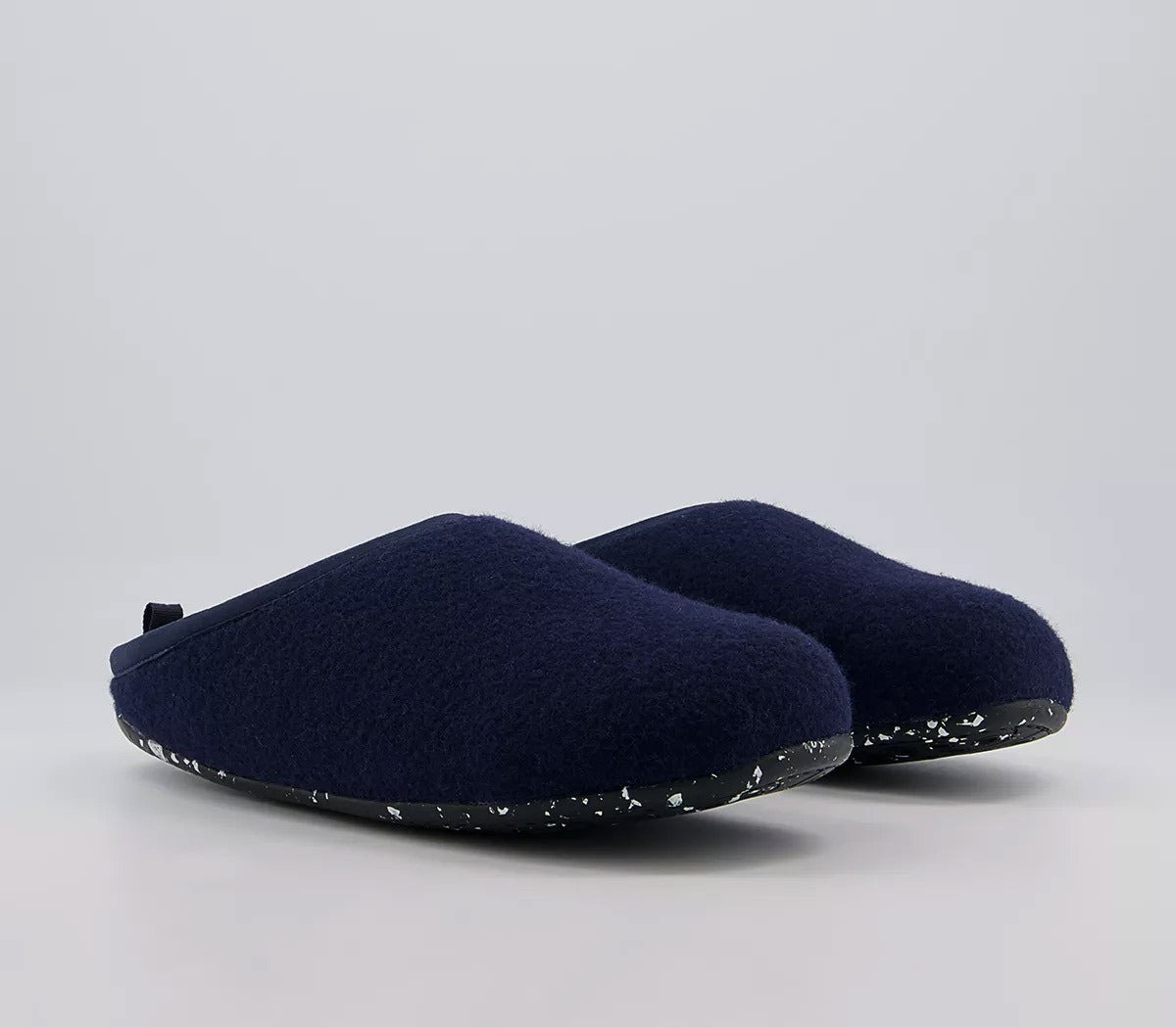 Pair of Camper Women's Wabi Slippers - Blue, angled view showing outer side and front.