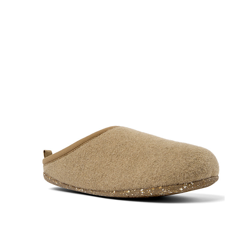 Camper Women's Wabi Slipper - Brown, angled view showing outer side and front.
