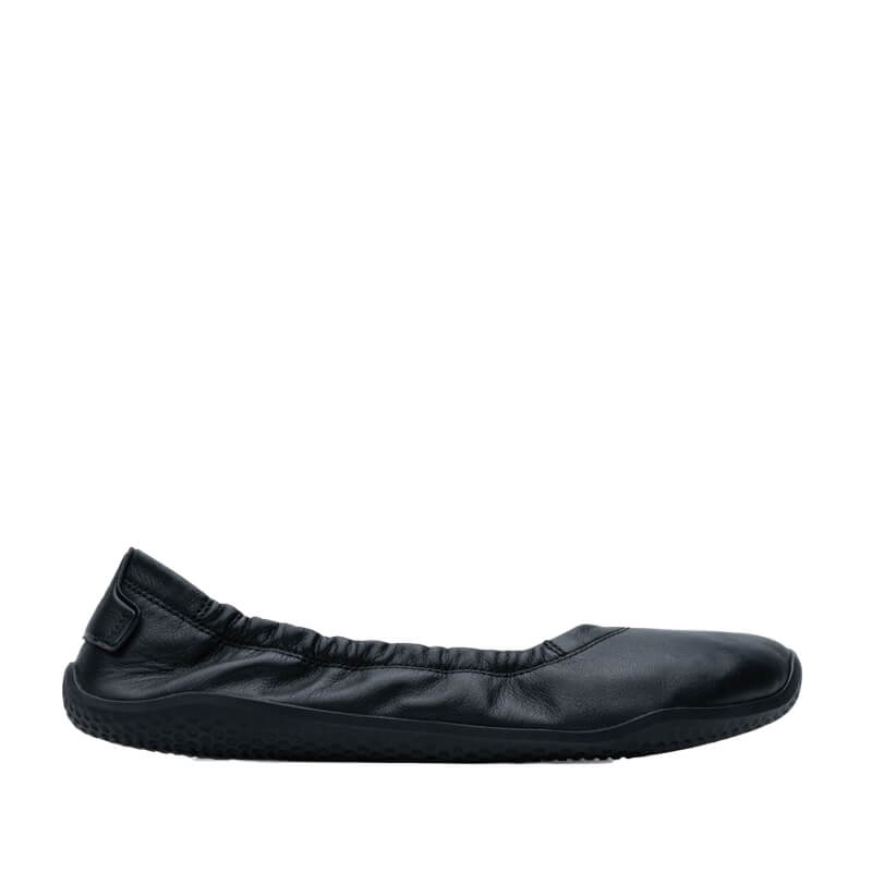 Vivobarefoot Women's Ballet Shoe Asana Yin - Obsidian, outer side view.