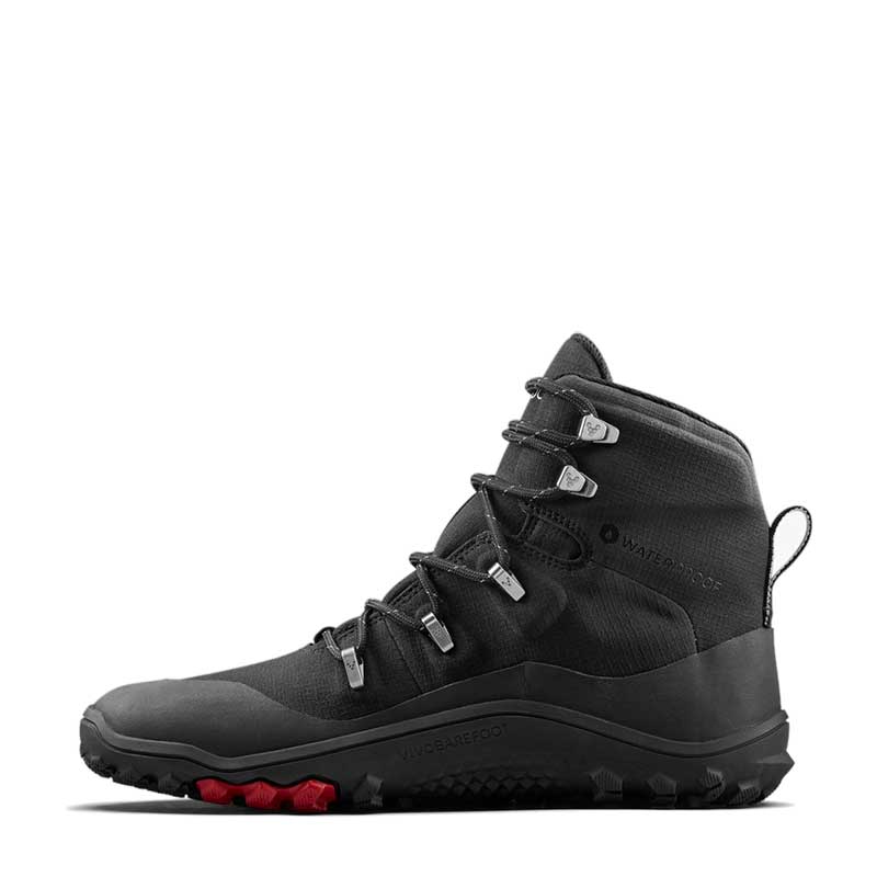 Vivobarefoot Women's Hiking Boot Tracker Textile AT - Obsidian, inner side view.
