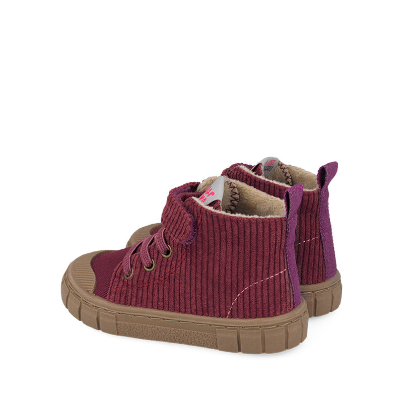 Pair of Garvalin Kids Boots - Purple, angled view showing outer side and rear.