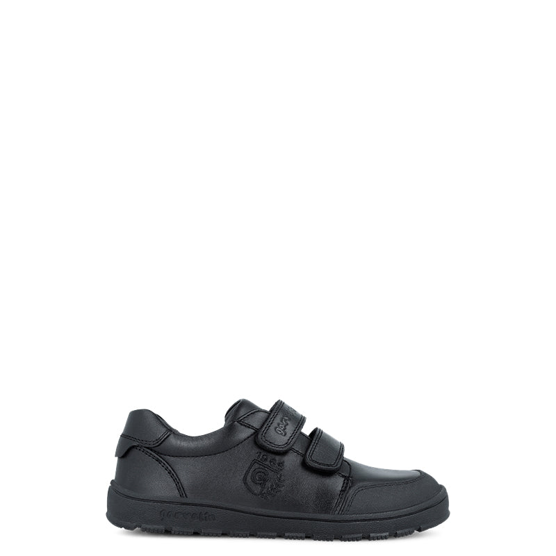 Garvalin Barefoot School Shoe - Black, outer side view of right shoe.