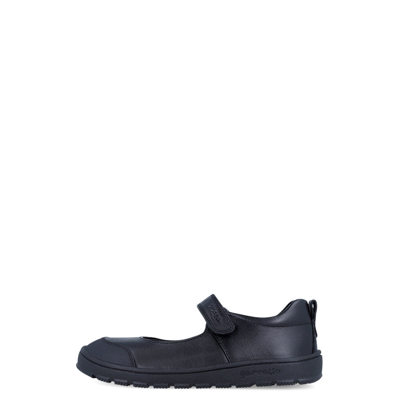 Garvalin Barefoot Mary Jane School Shoe - Black, outer side view of left shoe.