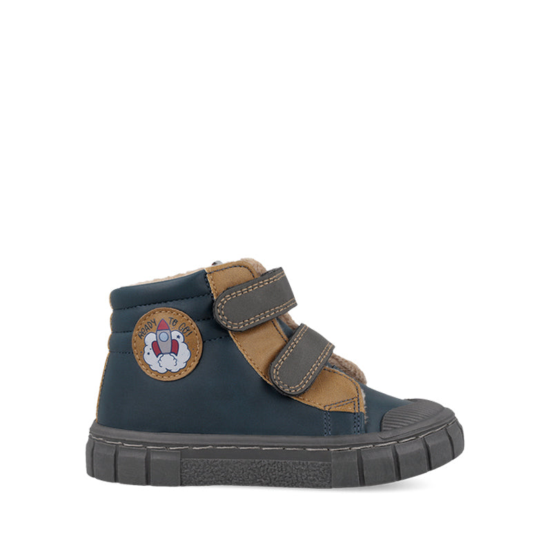 Garvalin Kids Barefoot Boot - Navy, outer side view.