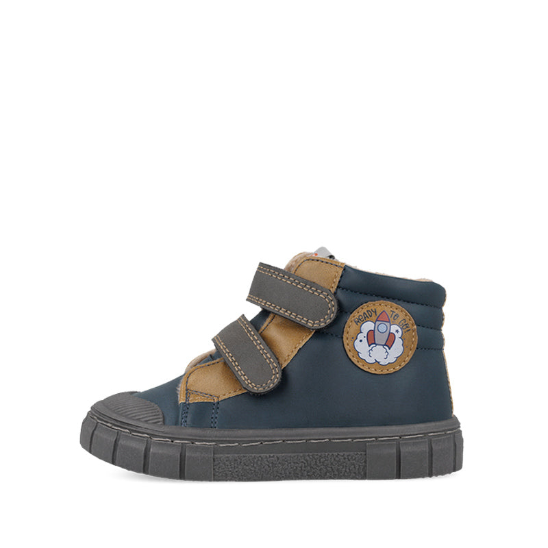 Garvalin Kids Barefoot Boot - Navy, outer side view of left boot.