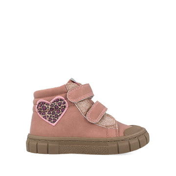 Garvalin Kids Barefoot Boot - Pink Heart, outer side view.