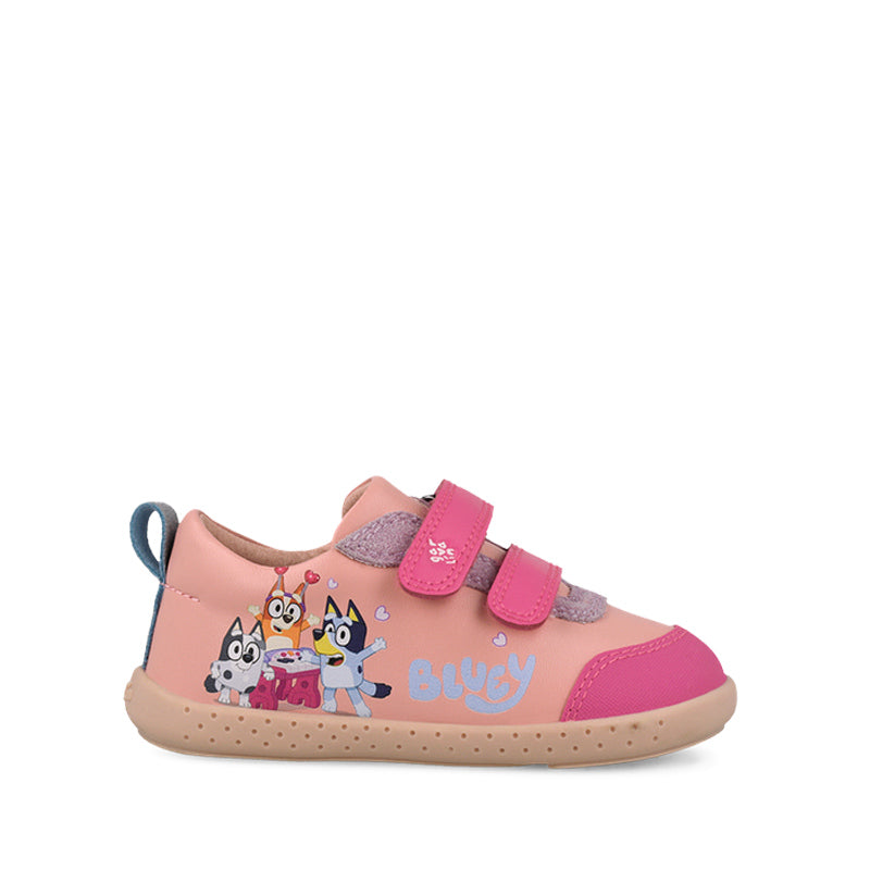Garvalin x Bluey Kids Barefoot First Shoe - Pink, outer side view.