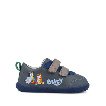 Garvalin x Bluey Kids Barefoot First Shoe - Blue, outer side view.
