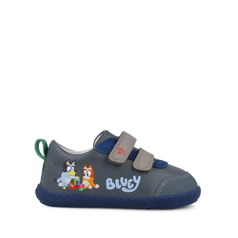 Garvalin x Bluey Kids Barefoot First Shoe - Blue, outer side view.