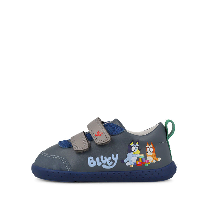 Garvalin x Bluey Kids Barefoot First Shoe - Blue, outer side view of left shoe.