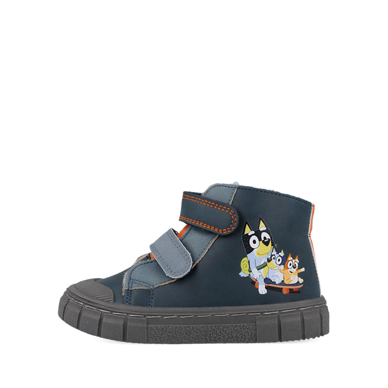 Garvalin x Bluey Kids Barefoot Boot - Blue, outer side view of left boot.