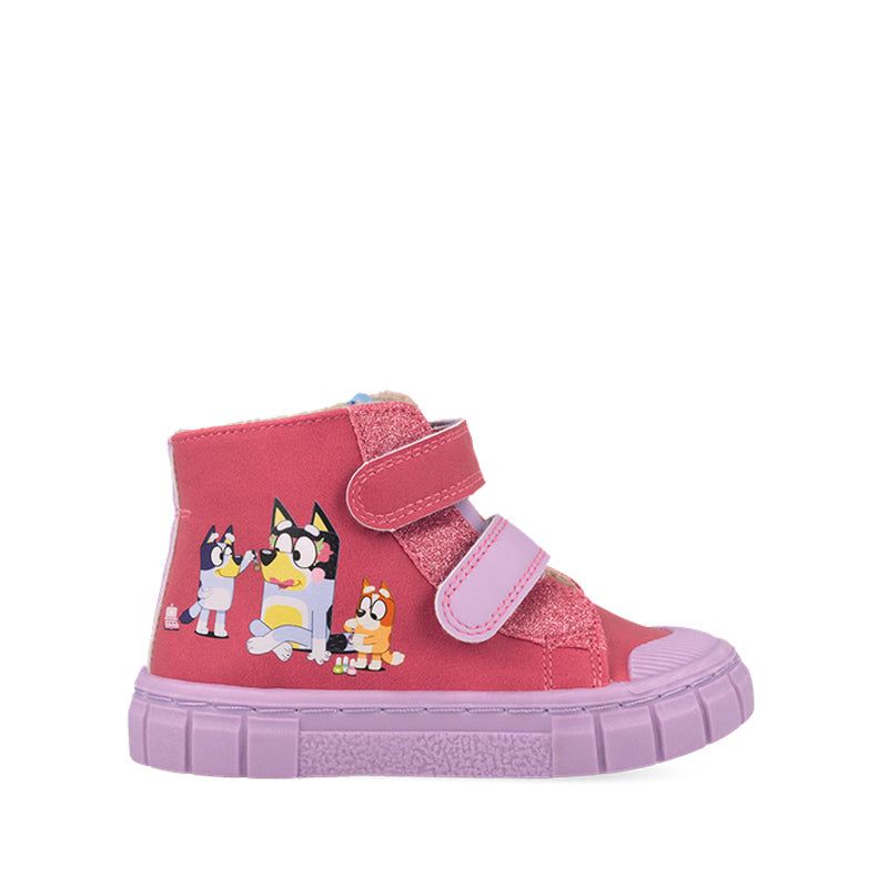 Garvalin x Bluey Kids Barefoot Boot - Fuchsia, outer side view.