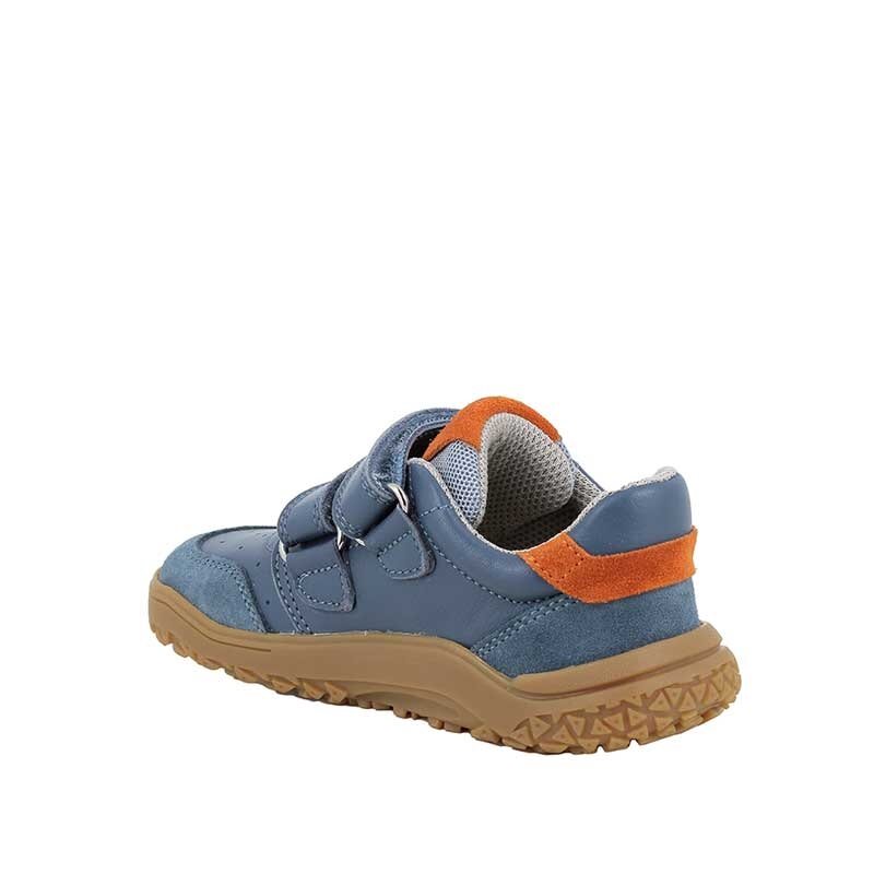 Primigi Kids Barefoot Double Strap Trainer - Blue, angled view showing inner side and rear.